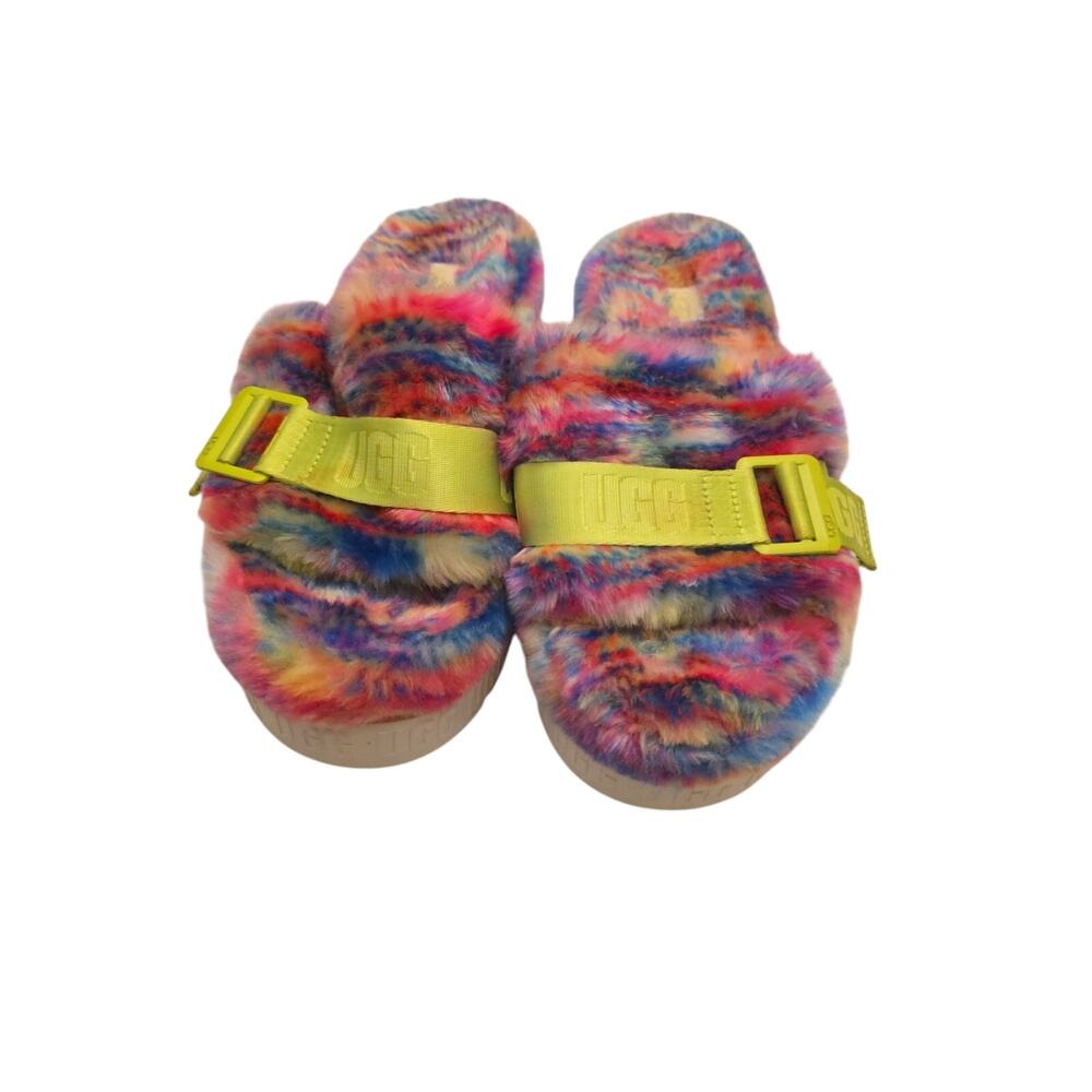 UGG Fluff‎ Yeah Pixelate Women's Multicolor Slide Slippers, SZ 8
